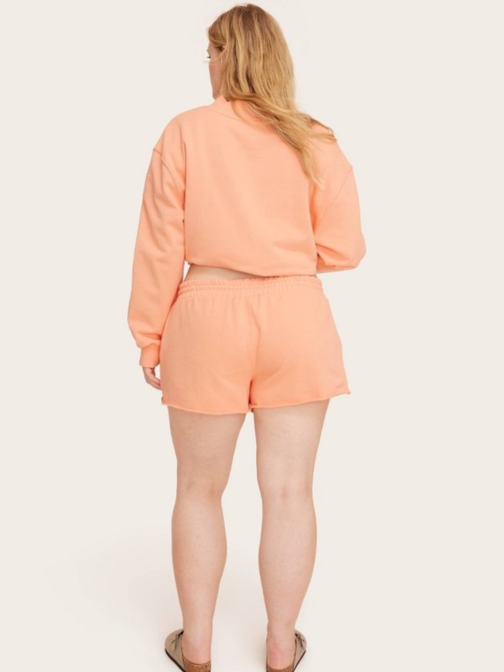 Mid-Rise Pull-On Sweatshorts - Parke x Target Peach Orange NEW - Picture 4 of 4